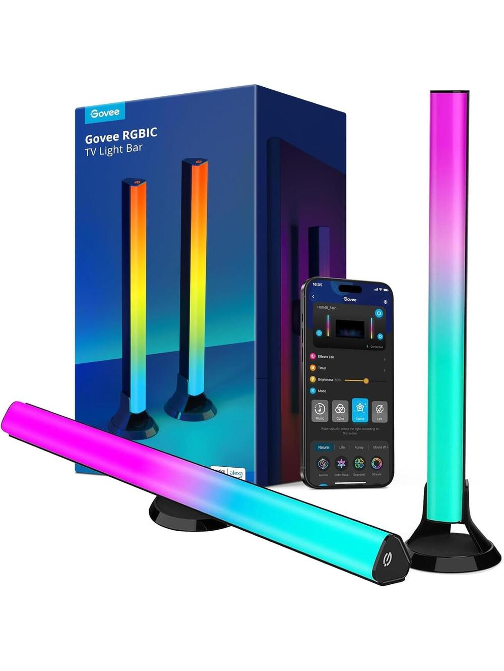 Govee RGBIC Light Bars 15 Inches WiFi TV Backlight Suitable for 45-70 inch TVs